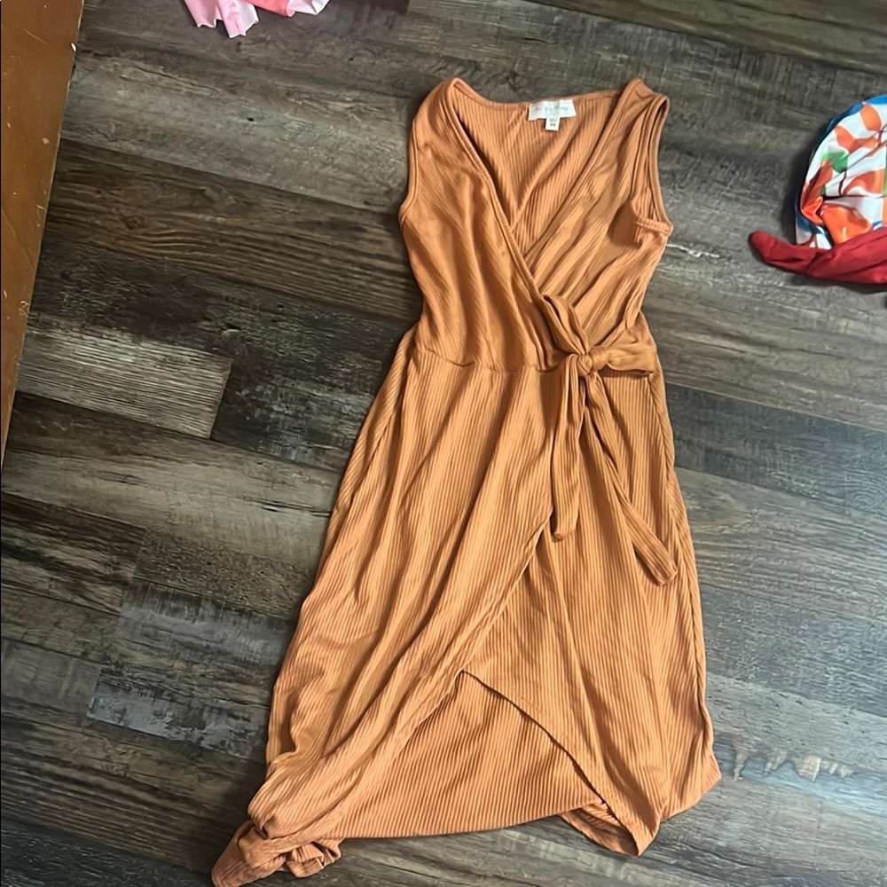 Elegant Orange Wrap Dress